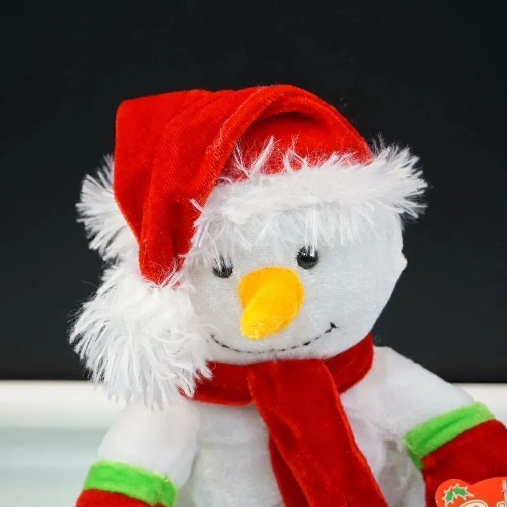 Greenbrier Cuddly Cousins Plush Stuffed Sitting Snowman Santa Clause Hat 9 Inch